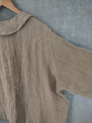 Coldwater Creek Top Womens Large 100% Linen Lagenlook Button Tunic Point Collar - Picture 12 of 17
