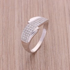 Anillo de compromiso de plata 925 para hombre anillo de boda de corte redondo anillo simulado