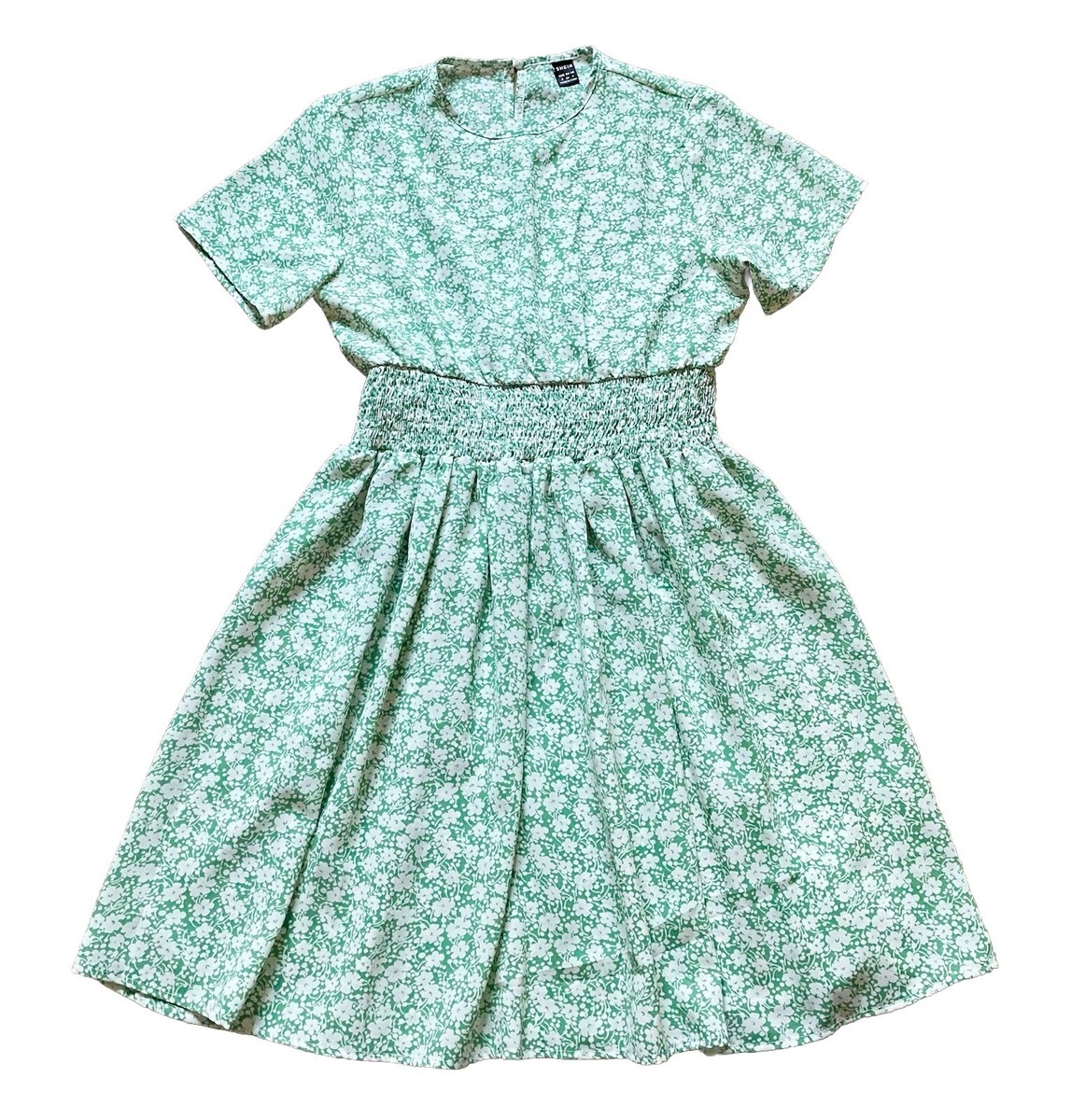 SHEIN Green Ditsy Floral Dress With Shirred Waist Ladies/Teens (S) UK Size  6/8 | eBay UK