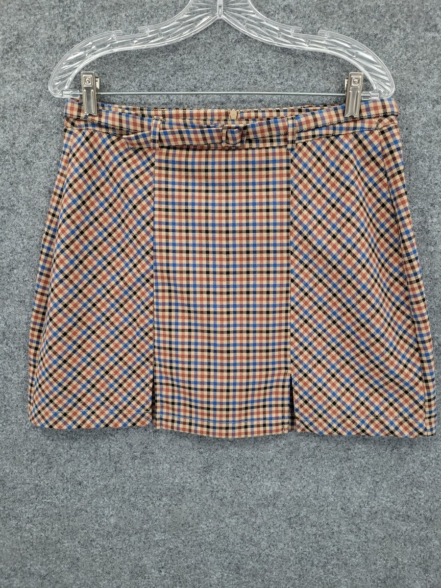 Pacsun Mottie Loss Mini Skirt Womens Large Low-Rise Beige Check