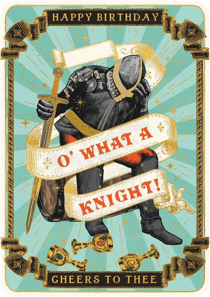 Knight Birthday Card Mystical Medieval Style Armour - Humorous Greeting Card