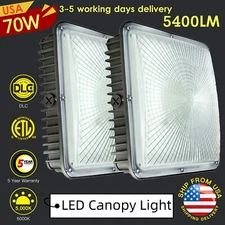 2 Pack 70W LED Canopy Light, (400W Equiv) LED Gas Station Parking Garage Lights