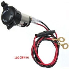 12V Car Cigarette Socket Lighter Power Plug Outlet with 40" Line Motorcycle
