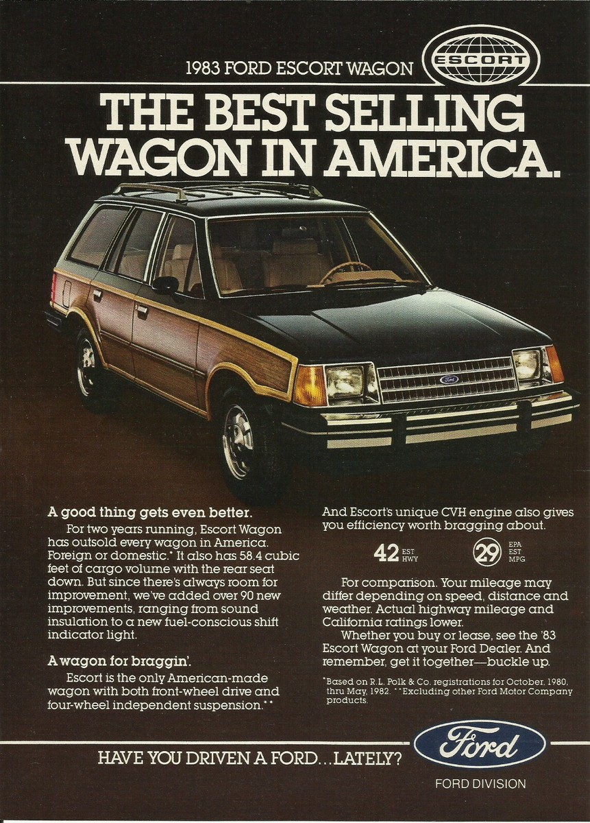 1983 Ford Escort Wagon vintage print ad 80's Car advertisement | eBay