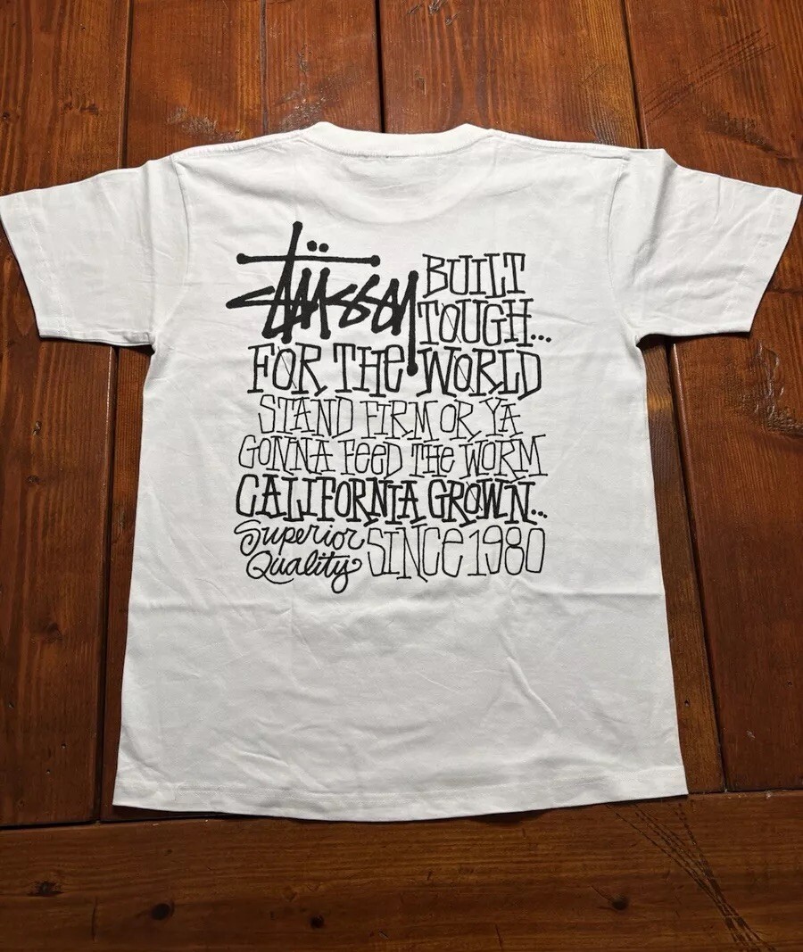 【Stussy】 Built Tough T-Shirt White Stussy Built Tough Since 1980 Logo White Double Sided