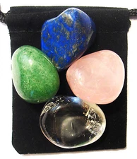 VERTIGO RELIEF Tumbled Crystal Healing Set =4 Stones +Pouch+Description Card