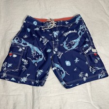 J.Crew Men's 36 Navy Novelty Bermuda Print Cargo Swim Trunks Shorts Board Shorts