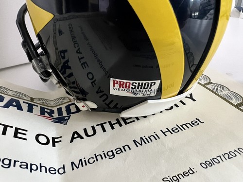 TOM BRADY Michigan Wolverines Autographed Auth RIDDELL Mini Helmet Tri-Star - Picture 4 of 7