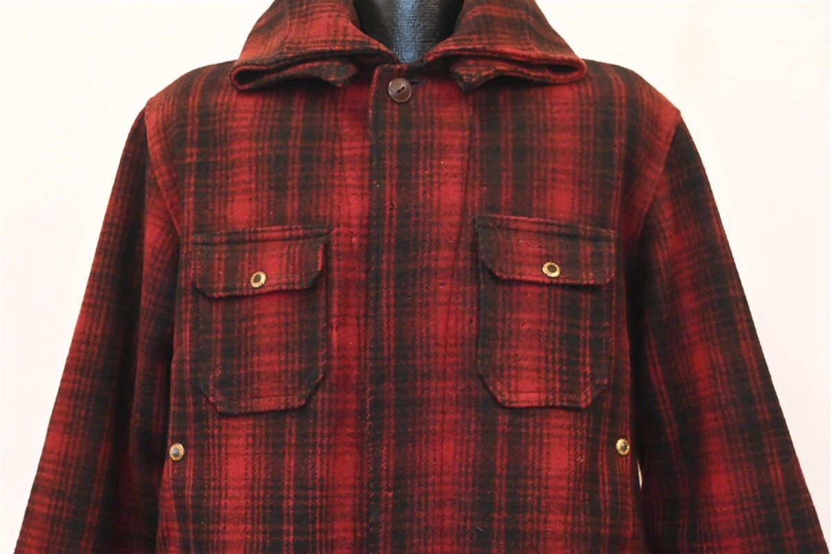 WOOLRICH ジャケット コート ヴィンテージ MADE IN USA 40s 50s Vintage Woolrich Coat, Red and Black Mackinaw Plaid