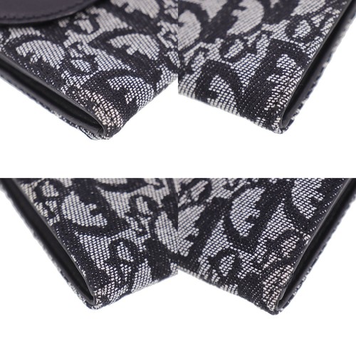 Christian Dior Trotter Used Long Wallet Black Canvas Leather Vintage #EB575 S - Picture 7 of 11