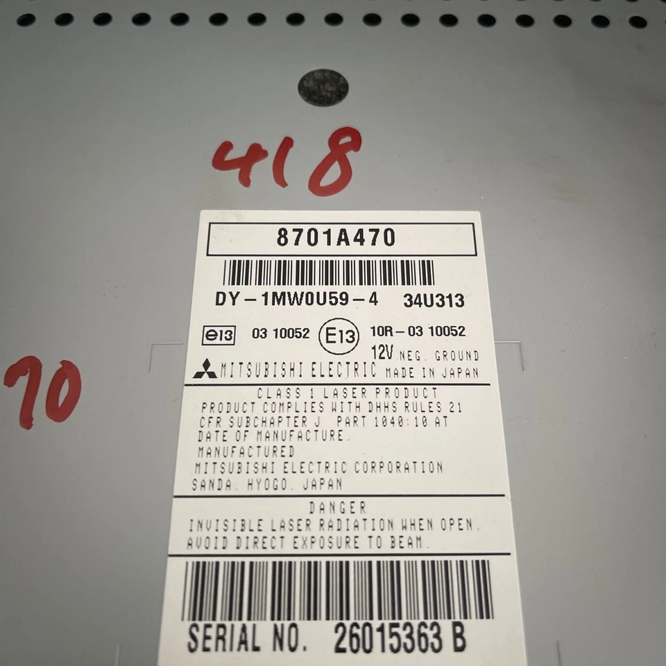 Mitsubishi LANCER ASX OUTLANDER  Radio CD DY1MW0U59-4 10R-0310052 8701A470 - Bild 3 von 4