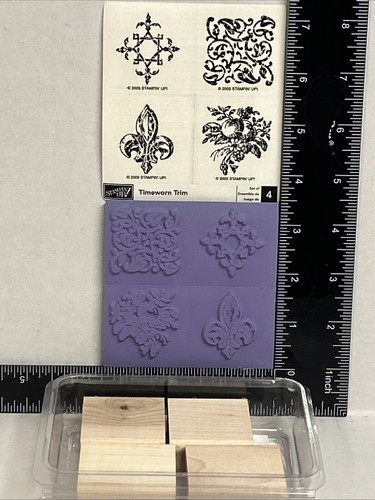Stampin Up TIMEWORN TRIM 4 Piece Stamp Set 2005 Floral - Picture 2 of 5