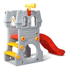   2-Step Children Play Castle Slide Basketball Hoop Telescope Toy Indoor Outdoor