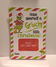 Christmas Greeting Card Gift Card Holder Dr. Seuss Grinch & Max Striped