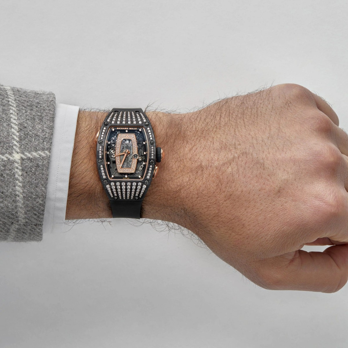 Richard Mille RM 037 'Ladies' Rose Gold Carbon TPT Diamond Set Skeleton Dial View 3
