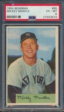 1954 BOWMAN BASEBALL #65 MICKEY MANTLE PSA 6 EX-MT HOF YANKEES