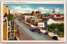 New York City~Coney Island Amusement Park Surf Avenue~Tilyou Theater~1940s Linen