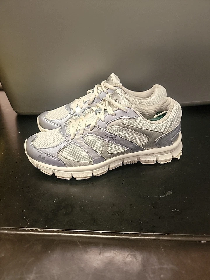 Ryka Zapatos Mujer 6.5 M Harmony SMT Deportivos Bajos Tenis Blanco Azul Malla Con Cordones Foto 2 de 4
