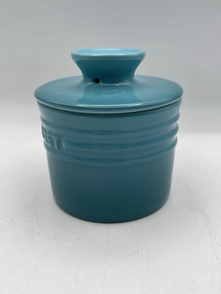 Vaso campana mantequilla gres Le Creuset (descontinuado) azul caribeño/verde azulado sin caja Foto 2 de 4
