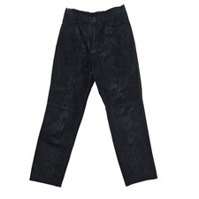 Lauren Ralph Lauren Suede Leather Pants Black Petite 8P Luxury Chic, Designer