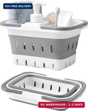 Portable Shower Caddy Tote - Collapsible Plastic Basket with Handles, Foldable S