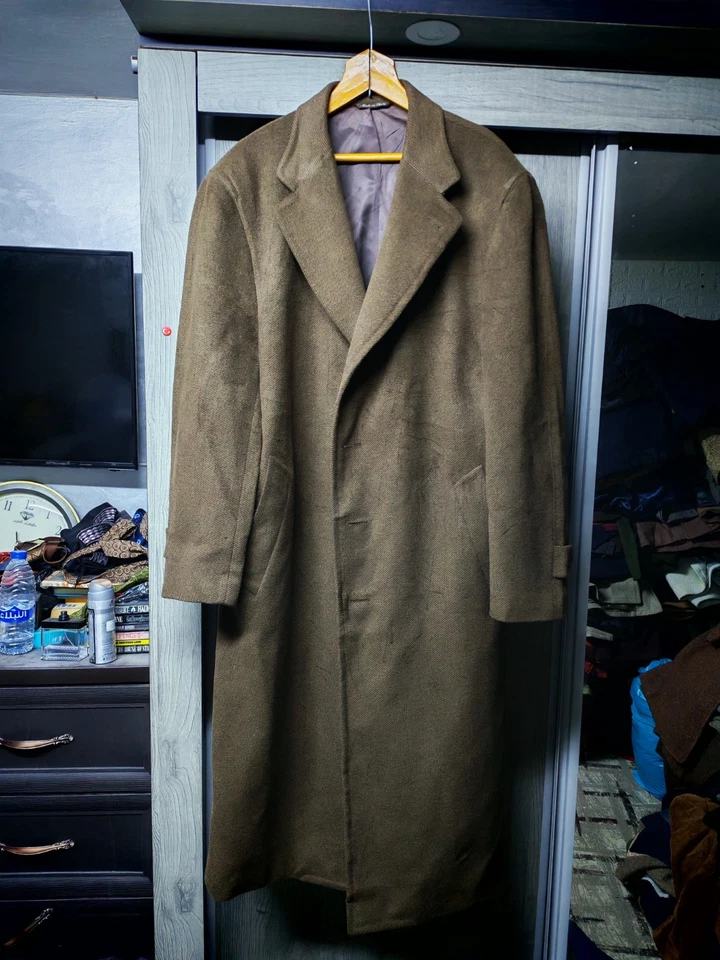 Vintage Canali Proposta Wool Angora Cashgora classic brown over coat 44L 44R - Image 2 of 4
