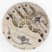 Borel & Courvoisier 47.4 x 10.4 mm Key Wind Antique Pocket Watch Movement
