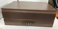 Vintage MCM Style Brown Wood Flatware Storage Chest w/Drawer with Brown Interior