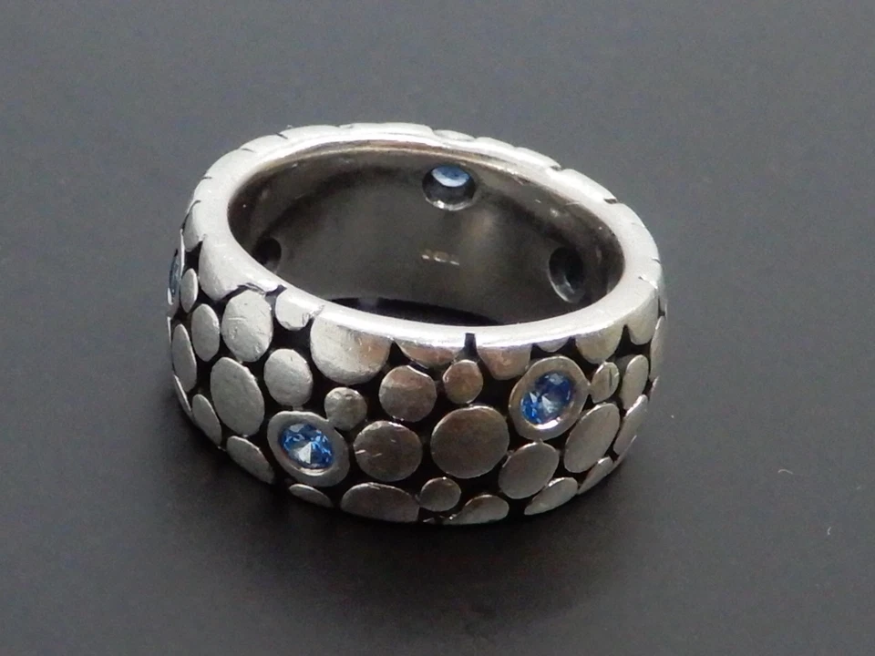 Pandora Sterling Silver Band Ring with Blue Cubic Zirconia 925 ALE - Image 3 of 4