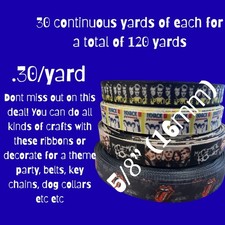 Grosgrain Ribbon Lot, Printed Designs, Multicolor, 5/8" 16mm Wide, 120 Yards
