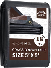 5X5 Feet Super Heavy Duty Tarp 18 Mil, UV Resistant, Weatherproof, Multipurpose