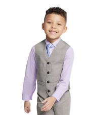 Nautica Little Boys Glen Plaid Vest, Shirt and Tie, 3 Piece Set - Brown - 4