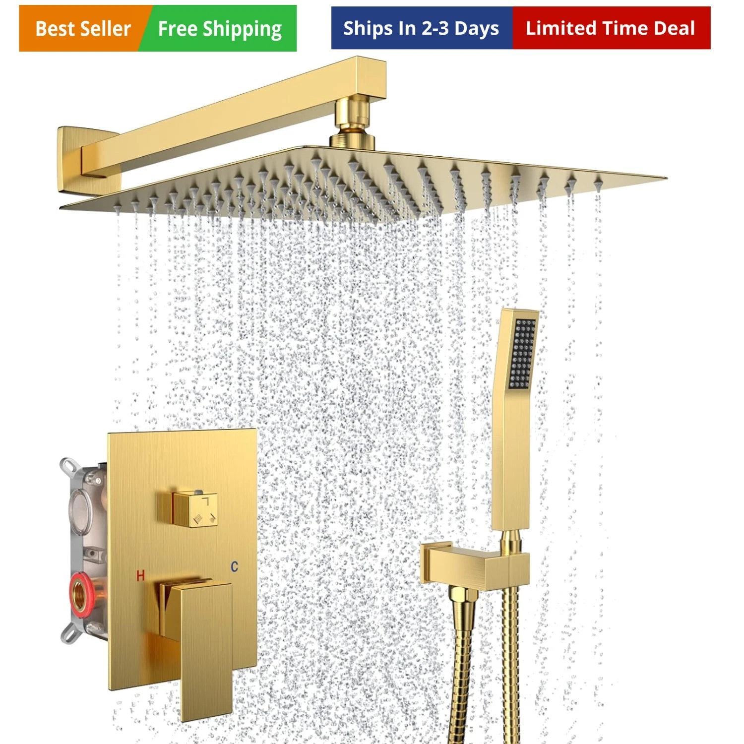 Rain Shower System 10 Inches Shower Head with Handheld Combo Set for Bathroom...
