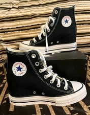 Converse Women's Size 6 Sneakers Shoe Hidden Wedge Hi Top Black A11909C NIB