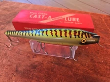 Vntg Stan Gibb's Fishing Lure Genuine Cast-A-Lure 7" Wooden  Mackerel GTS-3 NOS