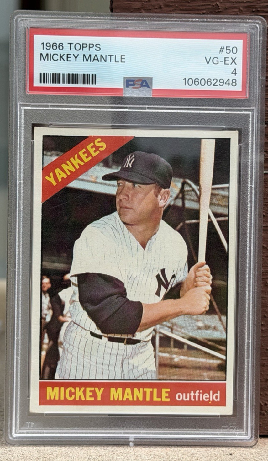 1966 Topps #50 Mickey Mantle PSA 4 - Centered High Eye Appeal - New York Yankees view 8