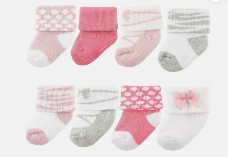 Luvable Friends Newborn Socks, 8-Pack, Ballet