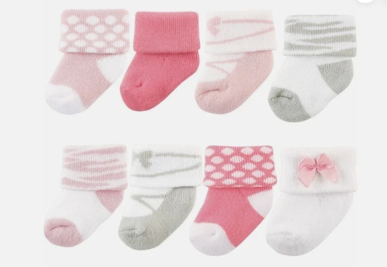 Luvable Friends Newborn Socks, 8-Pack, Ballet