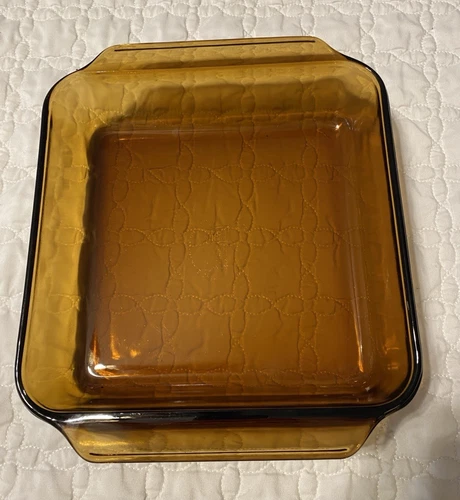 Anchor Hocking FIRE KING Amber 8x8x2 Square 1.5 QT Vintage Baking Dish
