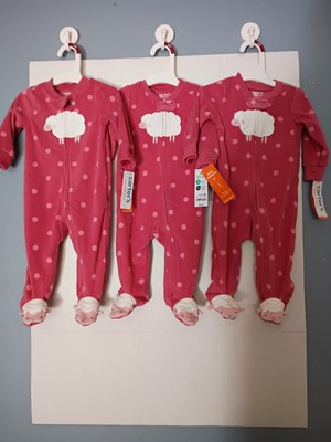 Carters Girls Pajama Sleeper 6 mo Fleece Polka Dot Footed Sheep Kidcore pk of 3