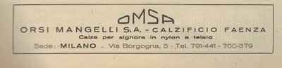 Vintage Werbung 50er Jahre OMSA, Schuhmacher Faenza di Orsi Manggelli-Mailand