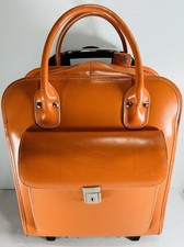 Mcklein USA Lakewood Orange Leather 2-1 Detachable Wheel Briefcase Read Details