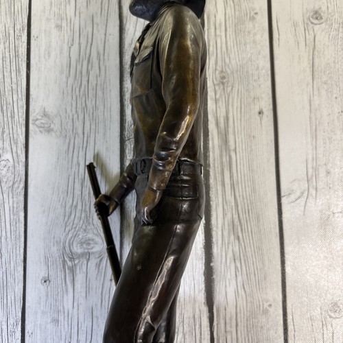 Vintage The Plainsman Bronze 20 Zoll 16 Pfund Statue Künstler Don Hill 11-1-92 #3-100. - Bild 18 von 24