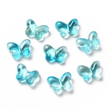 200pcs Glass Beads Glitter Blue Butterfly Transparent Spacer Bead Jewelry Making
