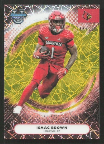 2025 Bowman Best University Football Yellow Lazer Refractor Isaac Brown #91