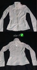 Women  s White Full-Zip Stretch Jacket w/ Pockets Slim Fit Short Size 4