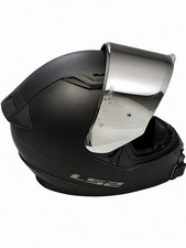 Ls2 Centric Helmet - Mirror Silver Shield Clear Visor - Matte Black - Large