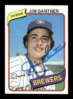 1980 Topps #374 Jim Gantner  signed autograph  centered, EXMT,  EAA1 BXCP71