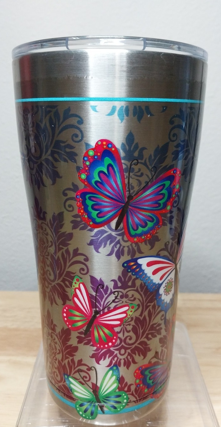 Tervis Butterfly Tumbler 20 oz  Stainless Steel W Lid Travel
