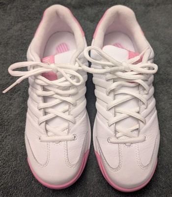 Women Sz Marby White Pink K-Swiss Reversible Tongue Tennis Shoes